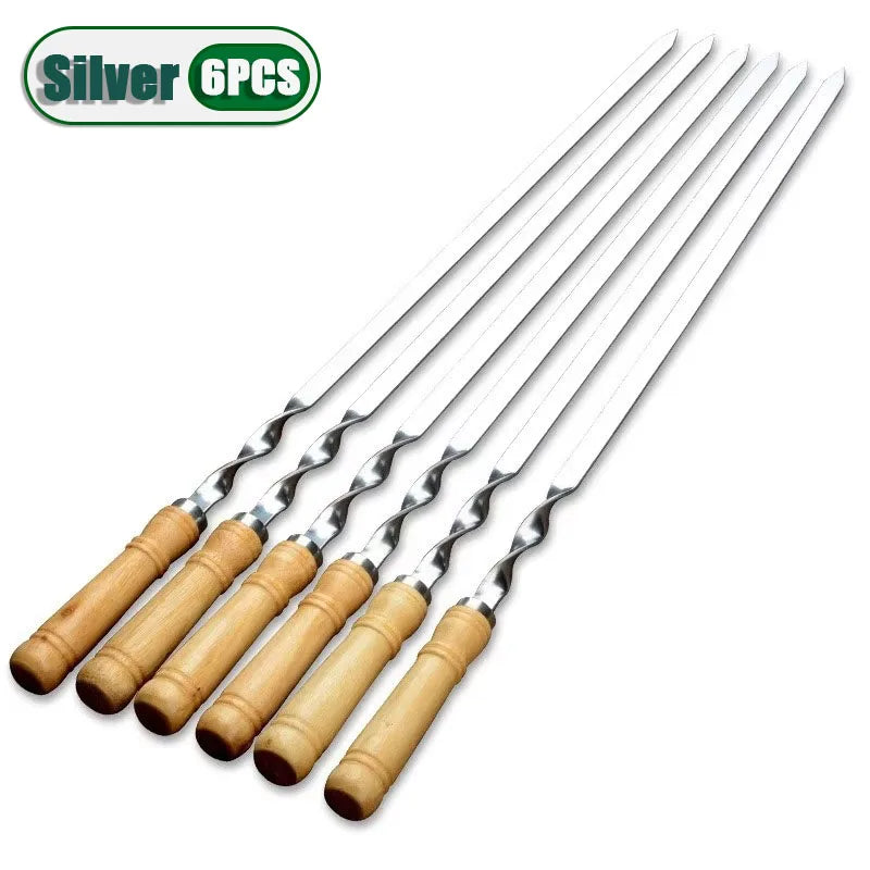 55cm Stainless Steel BBQ Skewers – 6–24 Pack Kebab Grill Sticks