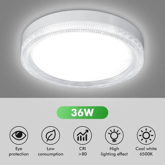 RUNTOIN Crystal LED Ceiling Light 24/36/48W CCT Square & Round LED Ceiling Light Peaceful Pleasures Health and Wellness