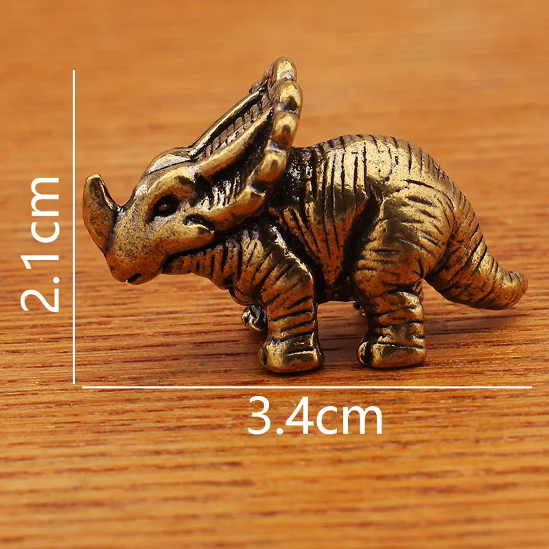 1PCS Solid Brass Jurassic Dinosaur Small Statue Miniatures Copper Dinosaur Ornaments Office Desktop Ornaments Tea Pet Crafts Peaceful Pleasures Health and Wellness type2