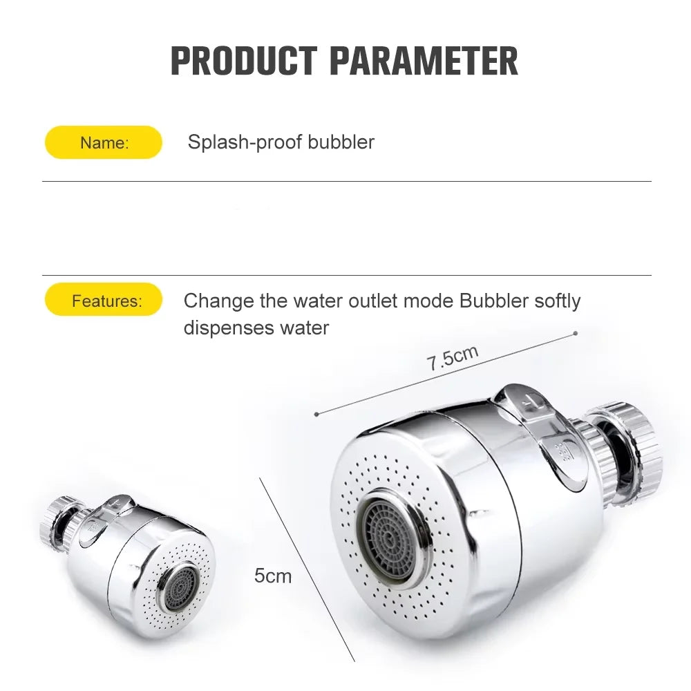 360° Rotating Faucet Aerator & Extension Tube | Water-Saving