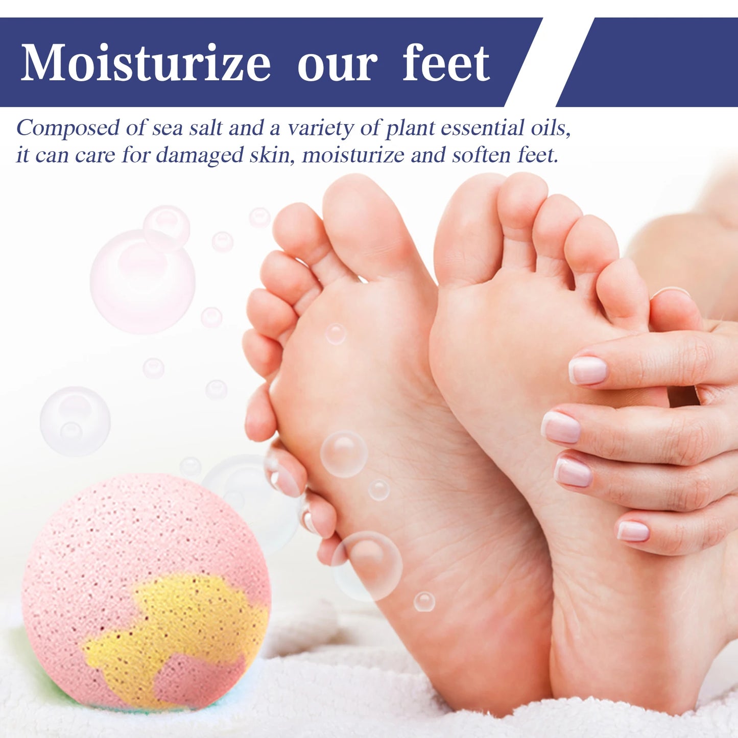 Rose Fizzing Foot Soak Bath Bombs – 6pc Exfoliating Spa Set
