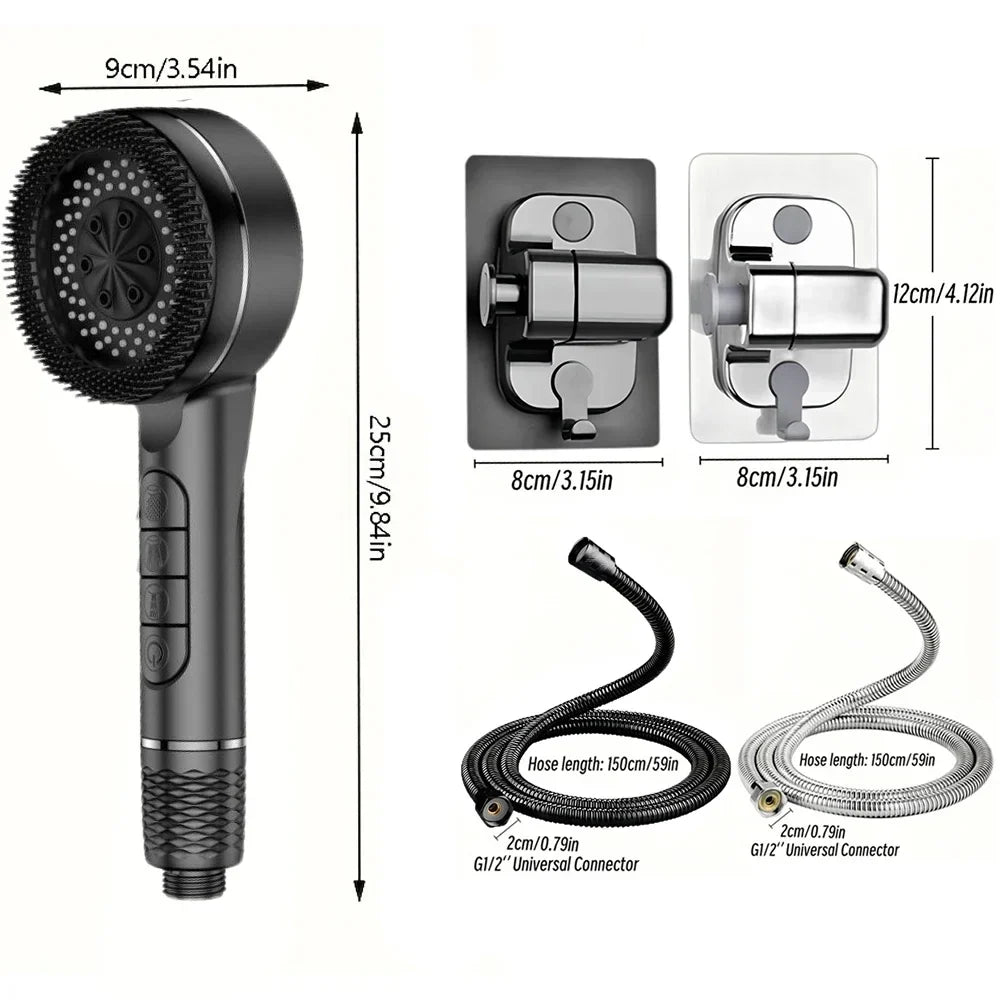 4-Mode High Pressure Self-Cleaning Shower Head with Filter