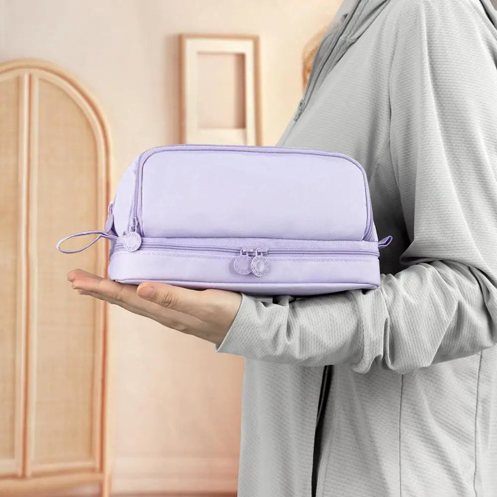 Solid Pencil Bag Make Up Bag High Capacity Pen Case Ruler Canvas Pouch School Supplies Gift Holder Storage 2 Layers Organizer Peaceful Pleasures Health and Wellness