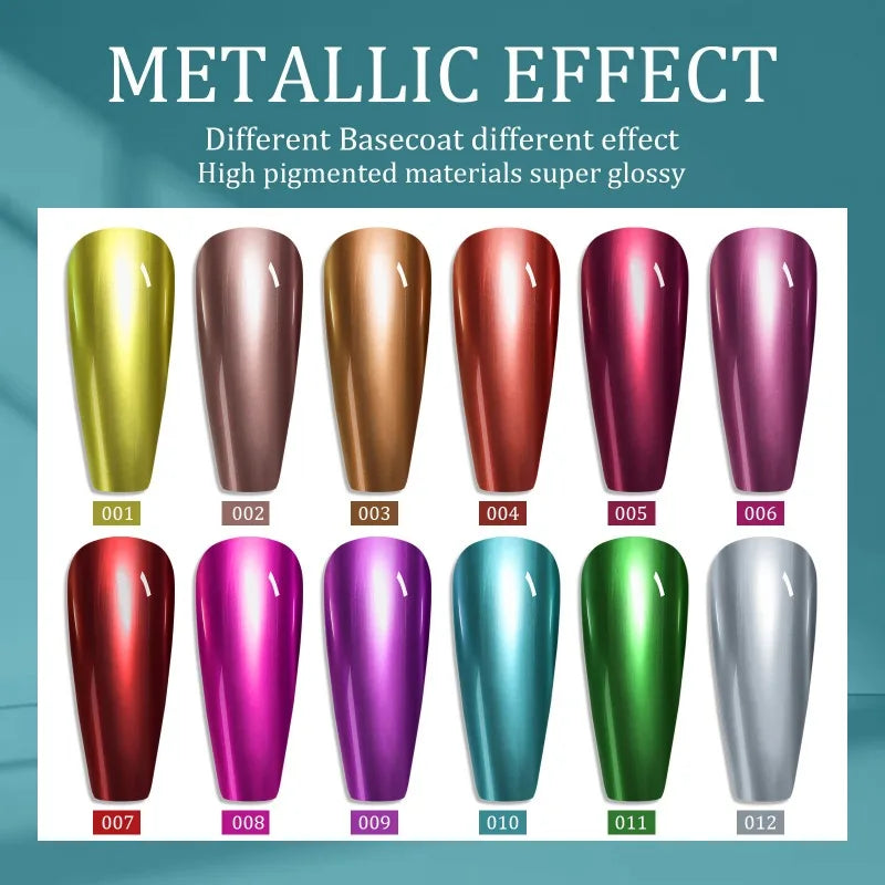 Chrome Mirror Nail Polish – 12 Metallic Shades, No UV Lamp