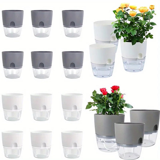 Self-Watering Double Layer Flower Pots – Succulents & Bonsai