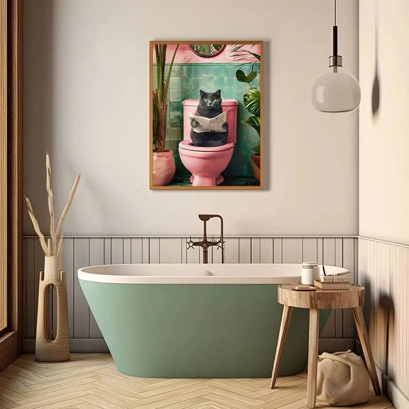 Funny Toilet Animals Canvas Wall Art | Bathroom Decor Poster