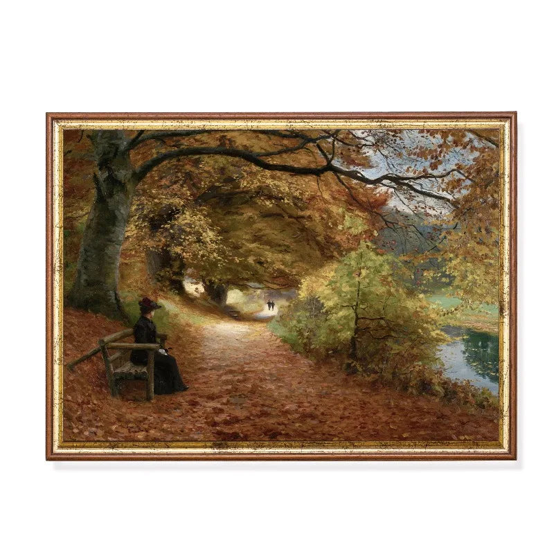Vintage Autumn Forest Canvas Wall Art | Rustic Farmhouse Decor