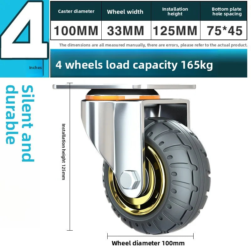 3/4/5 Inch Silent Swivel Rubber Caster Wheel – Heavy Duty