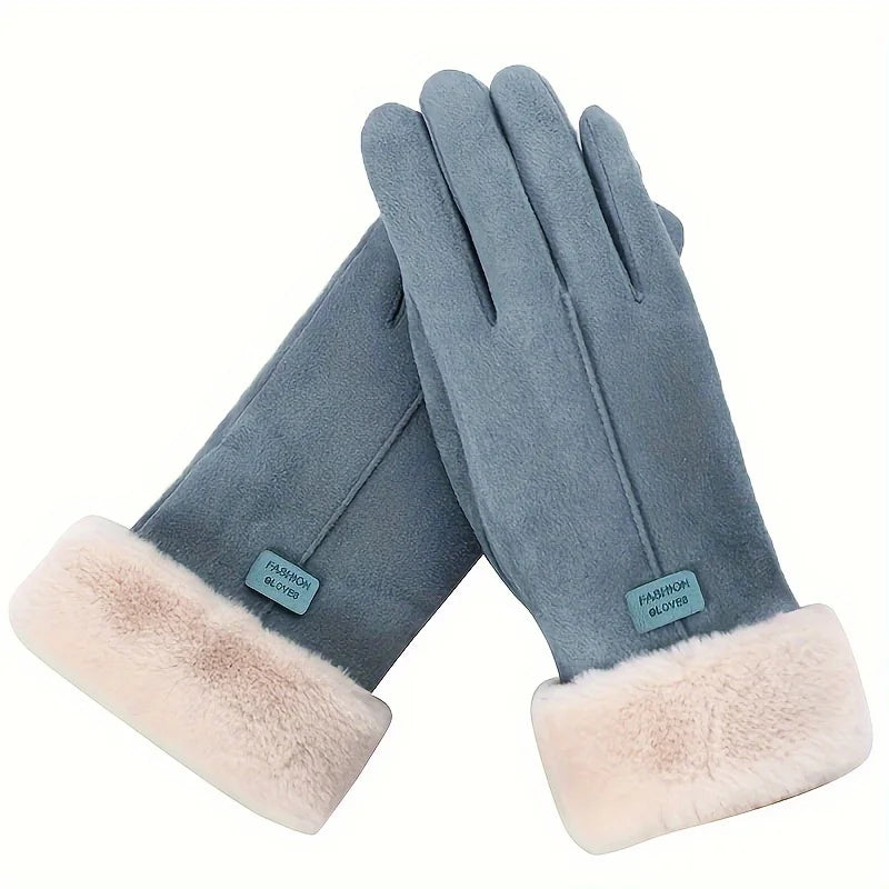Women's Plush-Lined Touchscreen Winter Gloves – Warm & Stylish