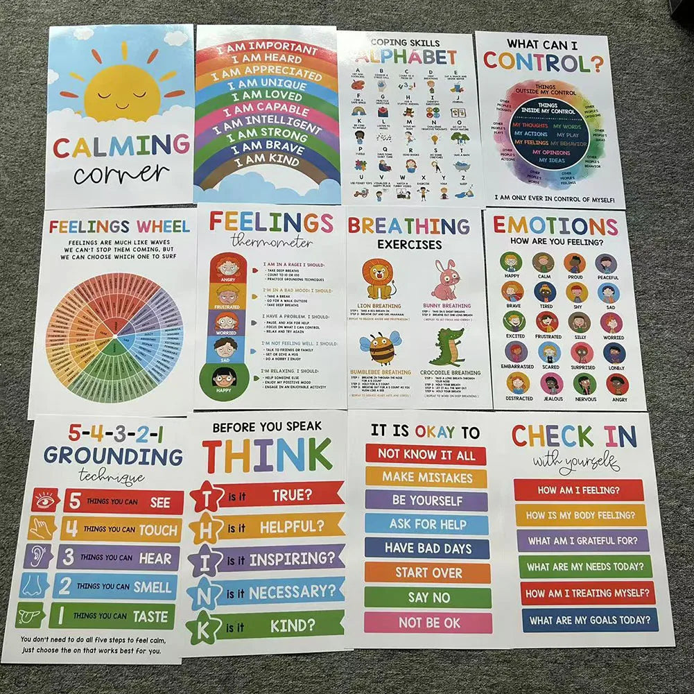 Feelings Chart Mood Meter Poster Set | Calm Corner Wall Art