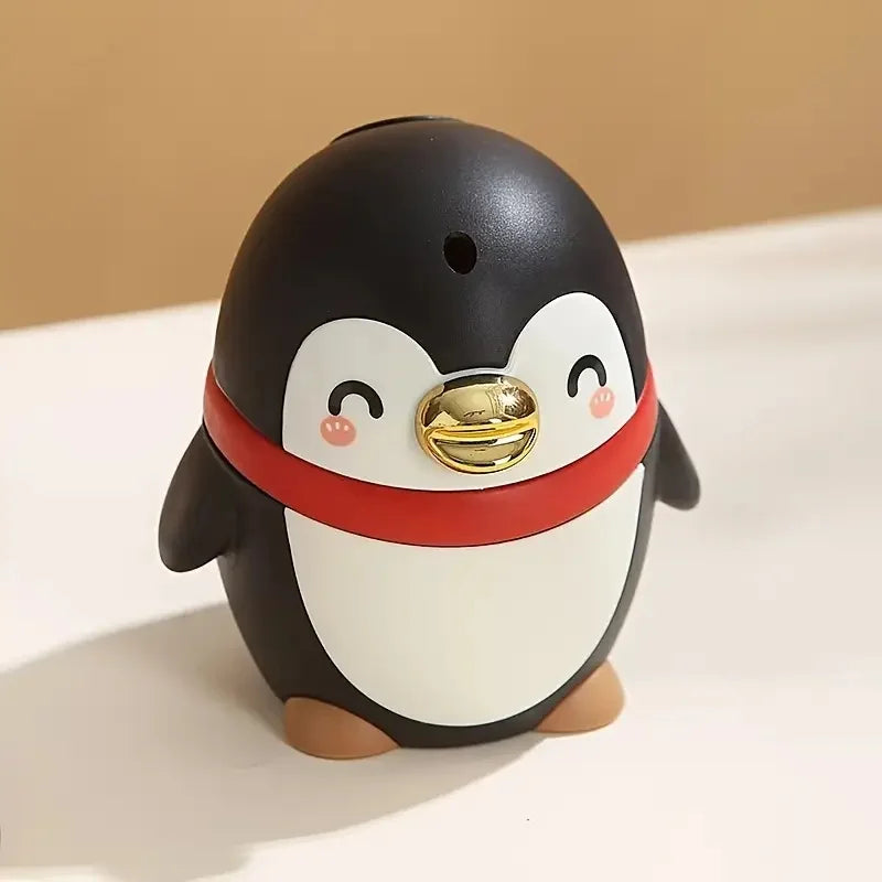 Penguin Toothpick Box Cartoon Cute Animal Automatic Press Type Toothpick Tube Storage Dustproof Toothpick Bottle Practical Tools Peaceful Pleasures Health and Wellness black