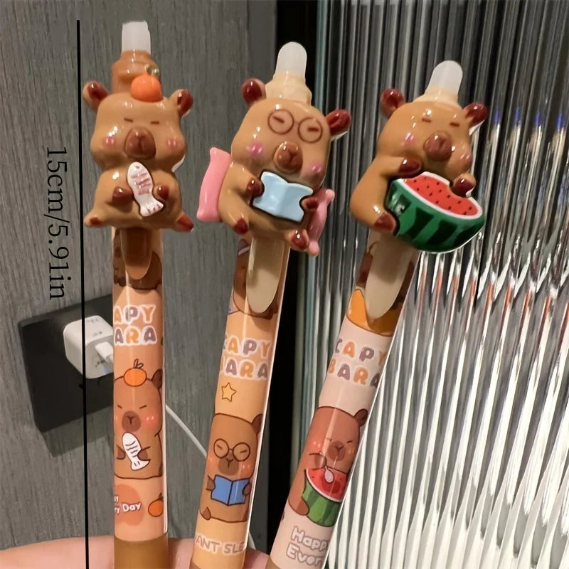 4-Pack Capybara Erasable Gel Pens | Retractable Black Ink