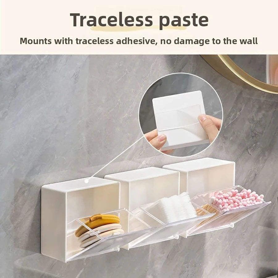 Wall-Mounted Cotton Pad Holder & Dispenser – Round Storage Jars for Cotton Balls & Pads (2 or 4 Pcs)