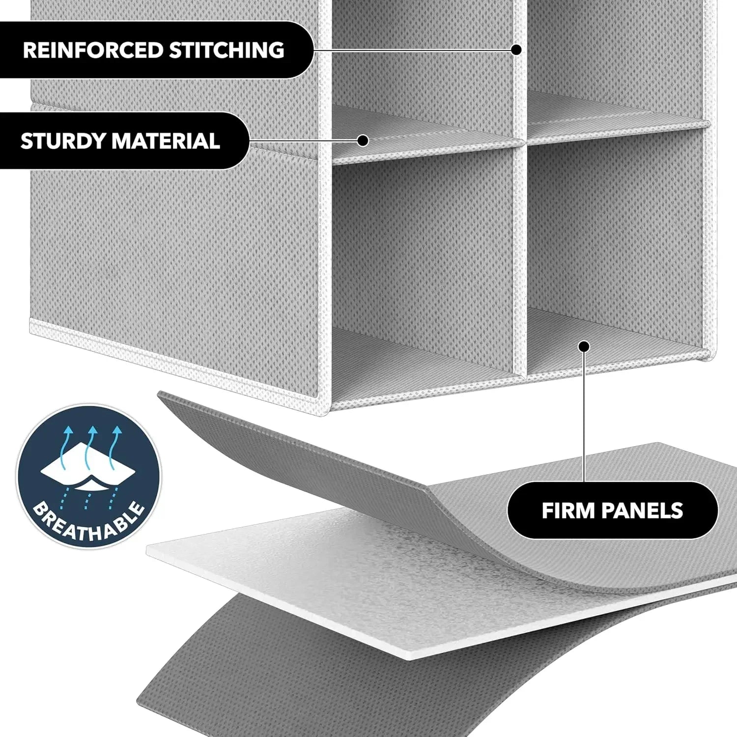 20-Section Hanging Shoe Organizer for Closet, Gray - Space-Saving Storage Solution Peaceful Pleasures Health and Wellness