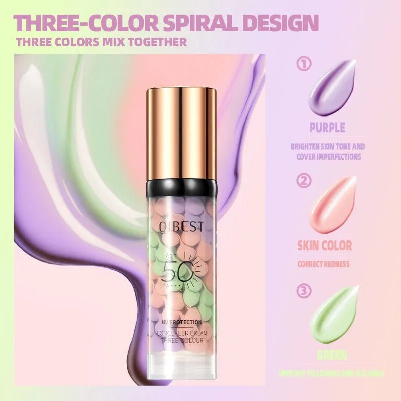 SADOER Tri-Color Face Primer Cream – Brighten, Conceal & UV Protect