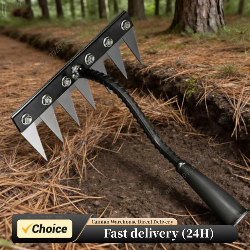 Steel Garden Weeder Rakes Adjustable Heavy-Duty Weeding Puller Tool Loosening Soil Farm Implement for Yard Lawn and Garden Peaceful Pleasures Health and Wellness