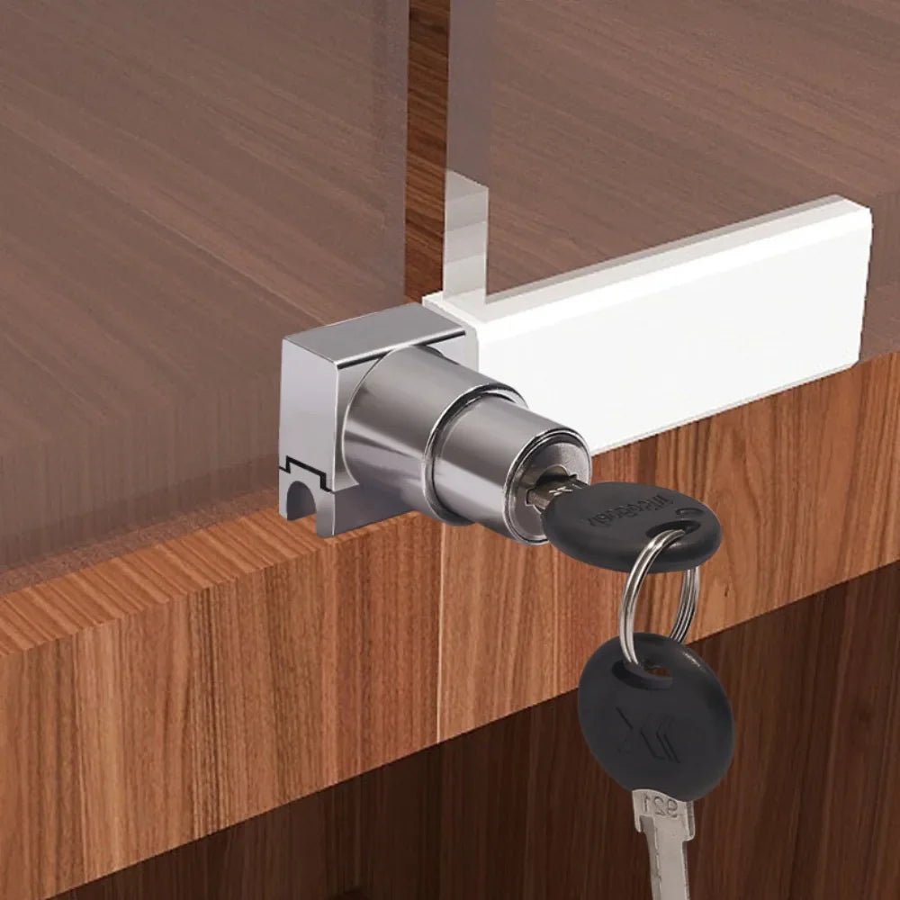 Zinc Alloy Sliding Glass Door Lock – No Drill Cabinet Security