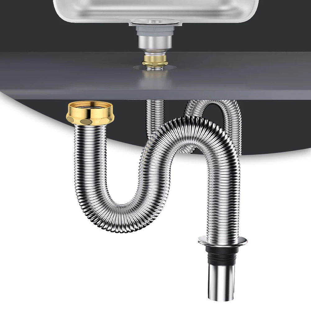 Bathroom Stainless Steel Sink Siphon Useful Waste Drain Valve