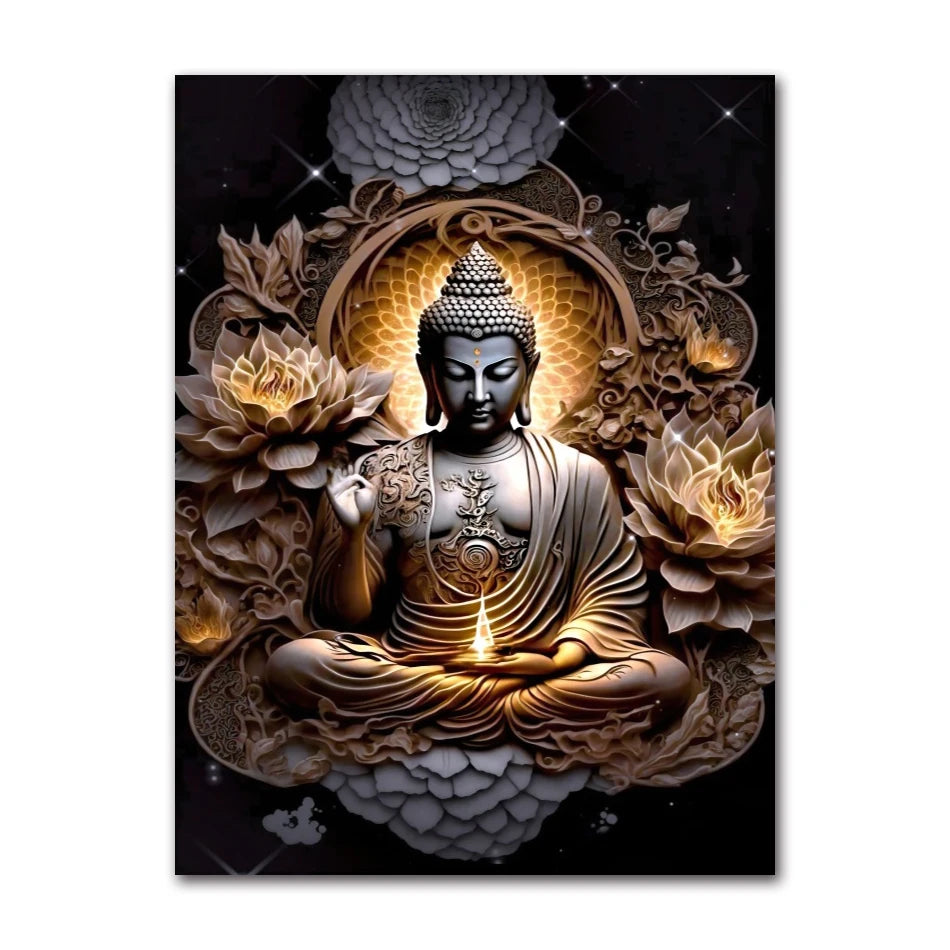 Buddha Canvas Wall Art | Unframed Buddhism Poster Print