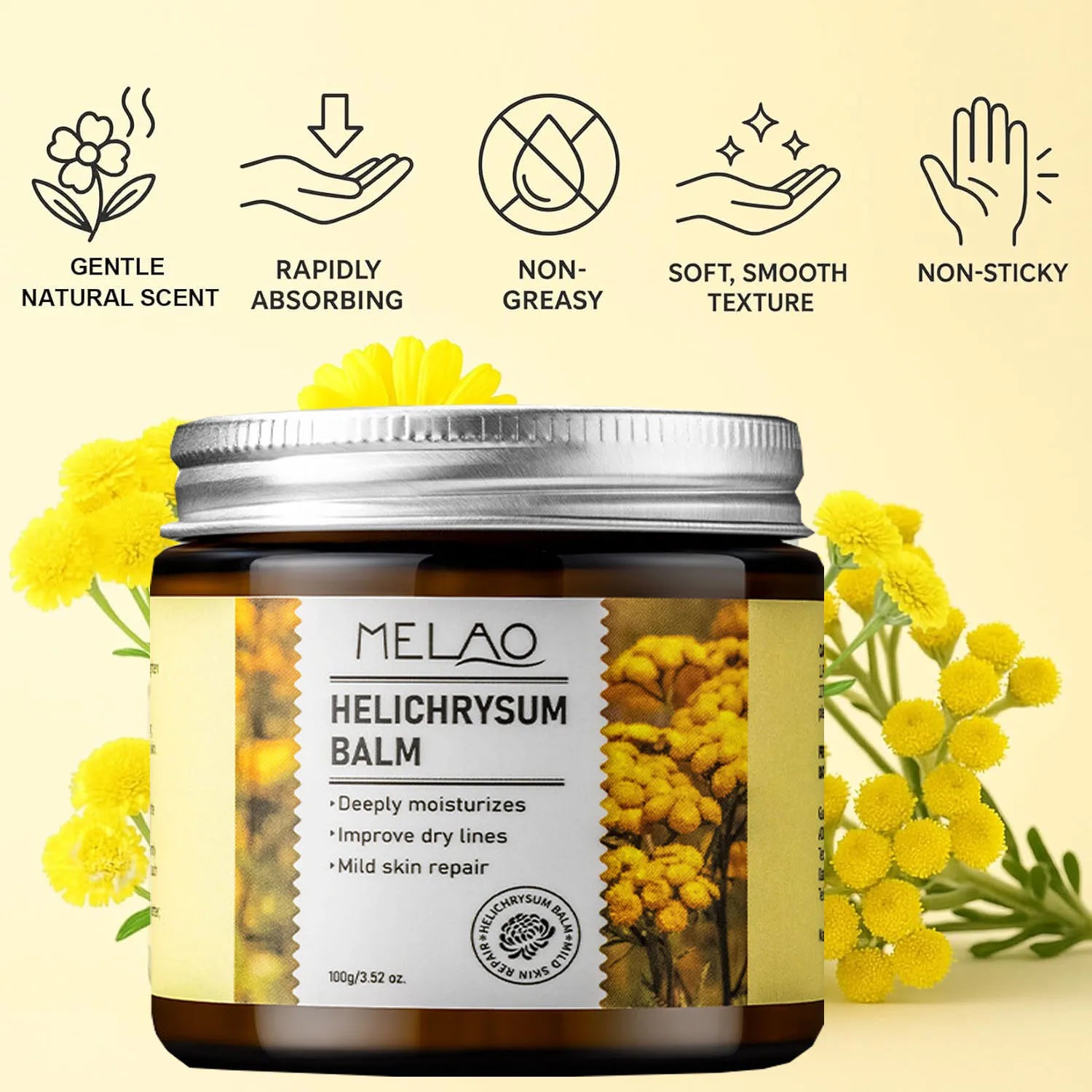 100g Helichrysum Soothing Skin Balm Sensitive Skin Moisturizer for Face &Body Deep Hydration Cream with Glycerin Dry Skin Remedy Peaceful Pleasures Health and Wellness