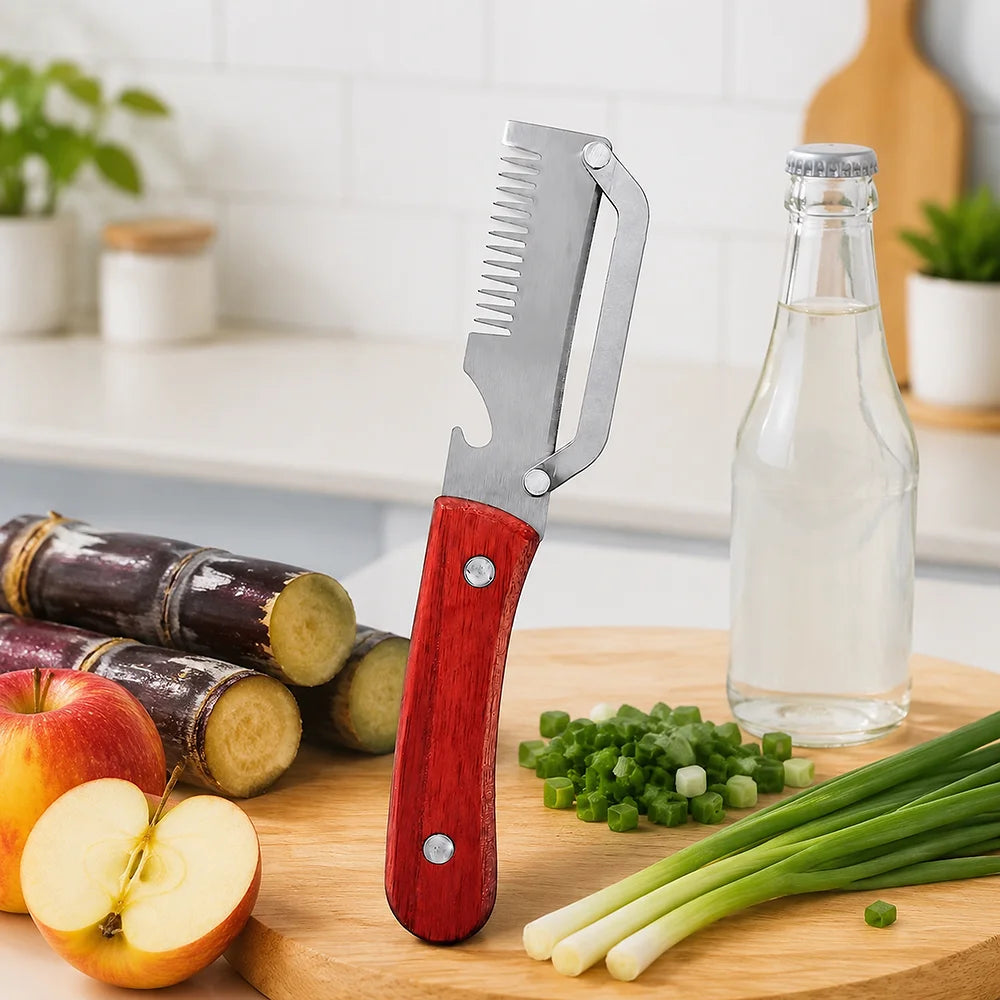 3-in-1 Vegetable Peeler Stainless Steel with Wooden Handle