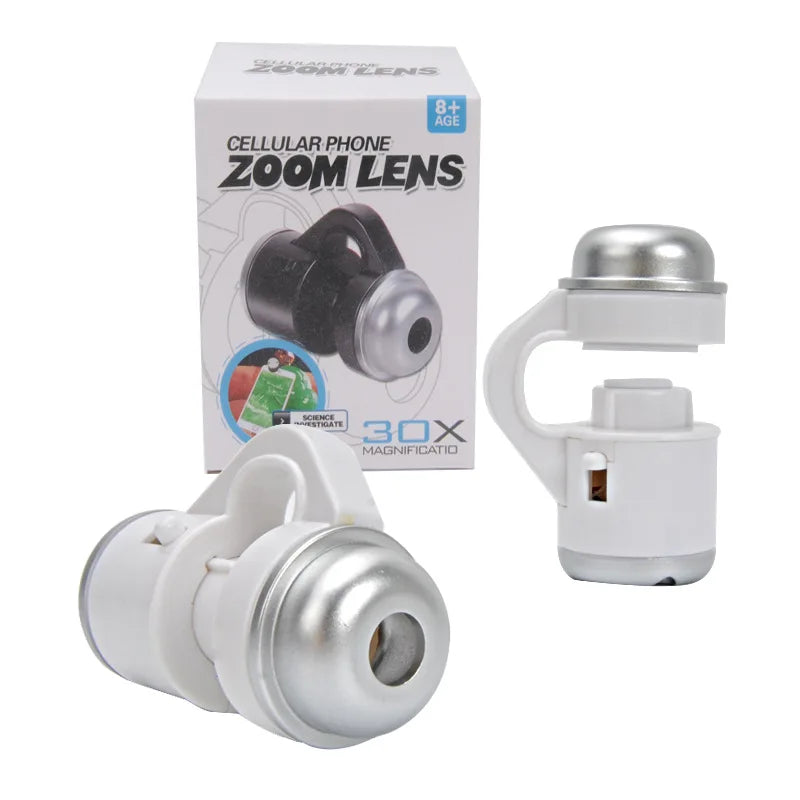 Mobile Phone Magnifier Universal 30X Glass Lens Camera Clip Microscope Universal Portable Illuminant Identification Loupe lupa Peaceful Pleasures Health and Wellness