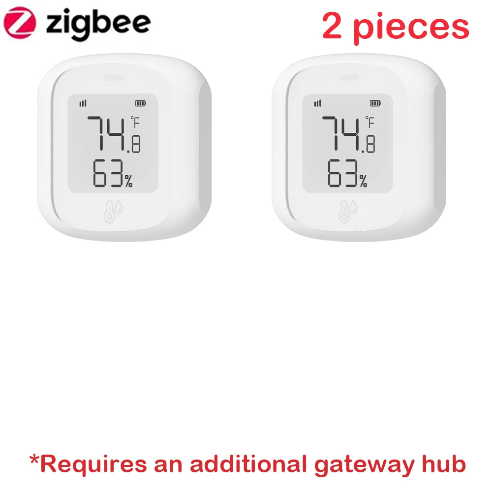 Tuya ZigBee / WIFI Temperature And Humidity Sensor LED Screen Smart Home Linkage Thermo-hygrome Google Home Alexa Voice Control Peaceful Pleasures Health and Wellness ZigBee 2 pieces