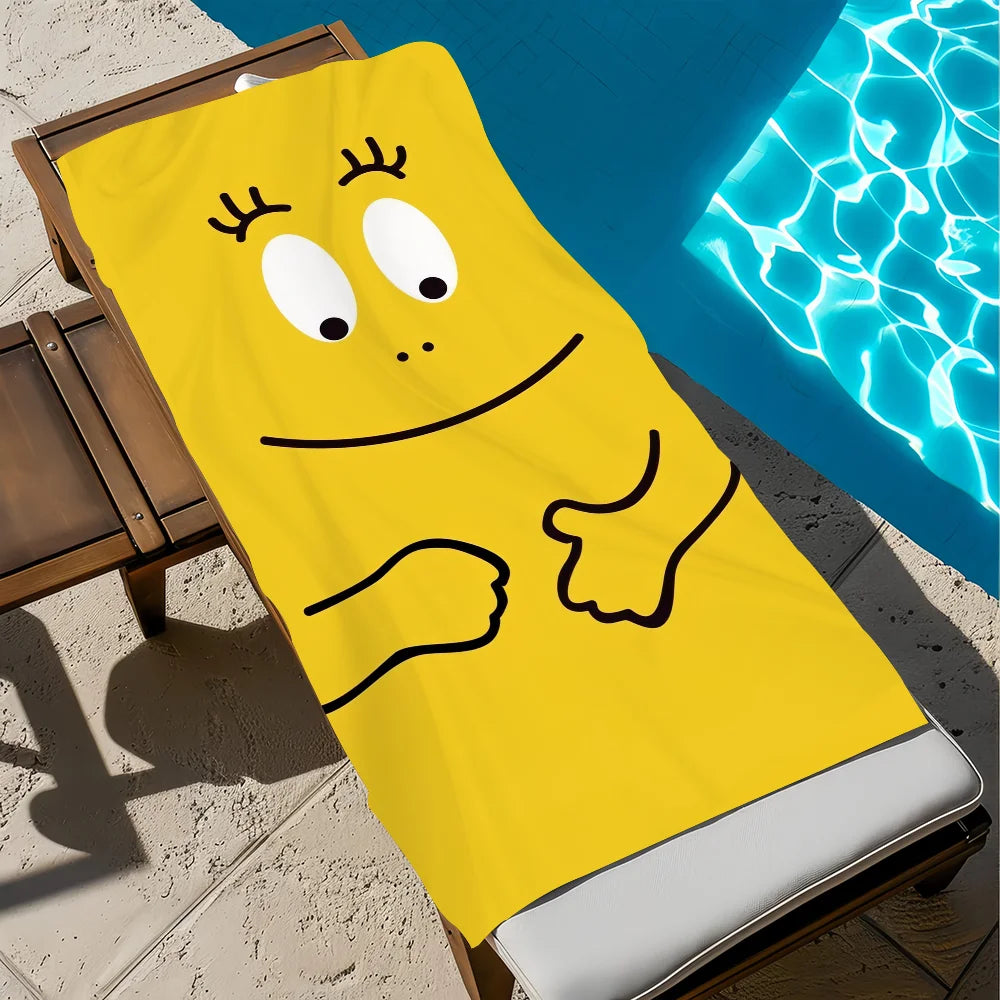 Barbapapa Cartoon Quick-Dry Beach Towel | Soft Pool Travel Towel