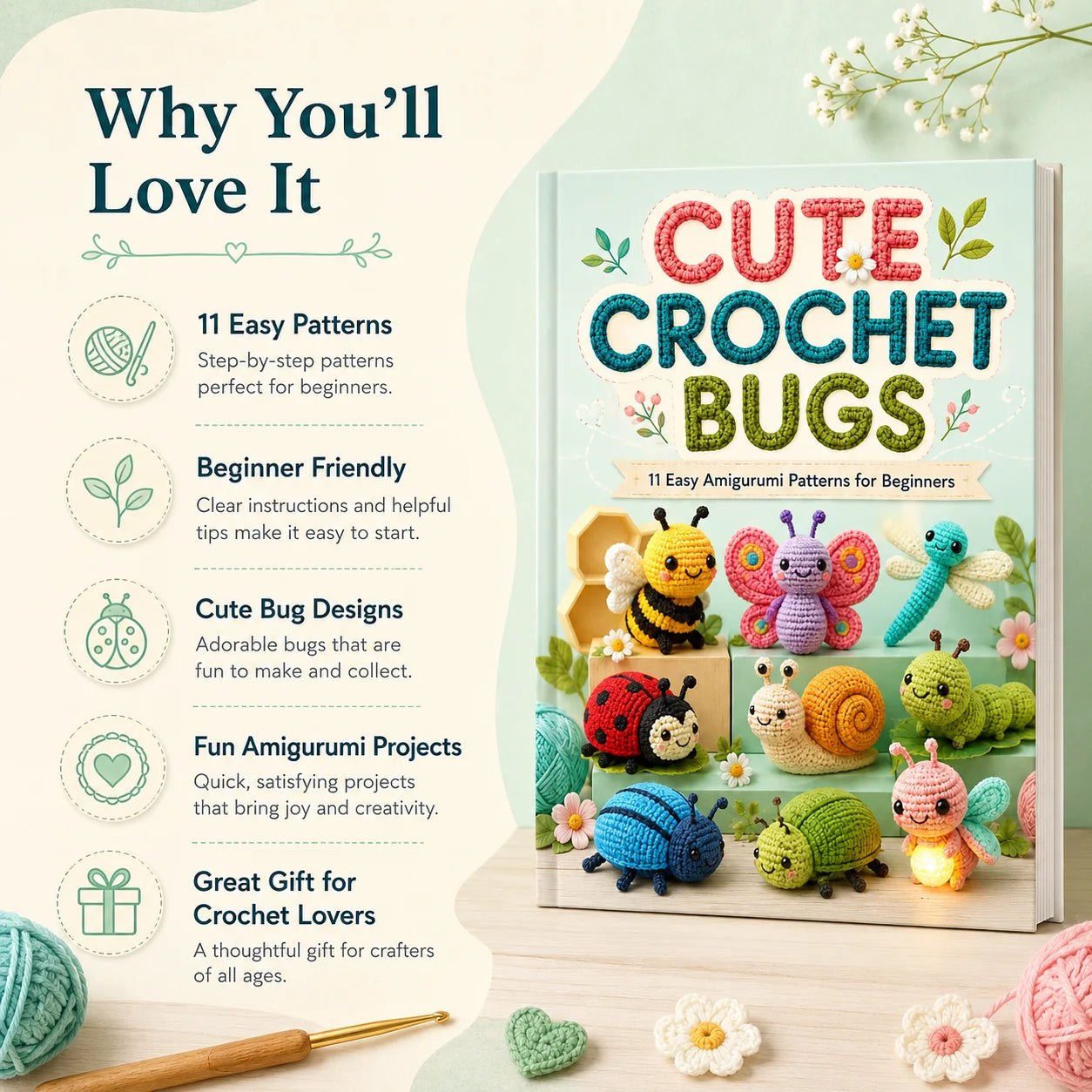 Cute Crochet Bug Crafting Guide A5 Spiral Notebook Kids Adults DIY