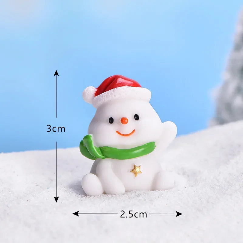 Mini DIY Resin Christmas Santa Snowman Figurine Micro Landscape Model Miniature Garden Figurine New Year Home Ornament Decor Peaceful Pleasures Health and Wellness 8