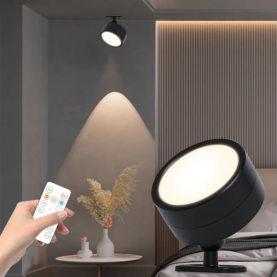 360°Rotatable LED Wall Lamp Rechargeable RGB&3Color Magnetic LED Spotlight Touch Remote Control For Bedroom Living Room Lighting Peaceful Pleasures Health and Wellness