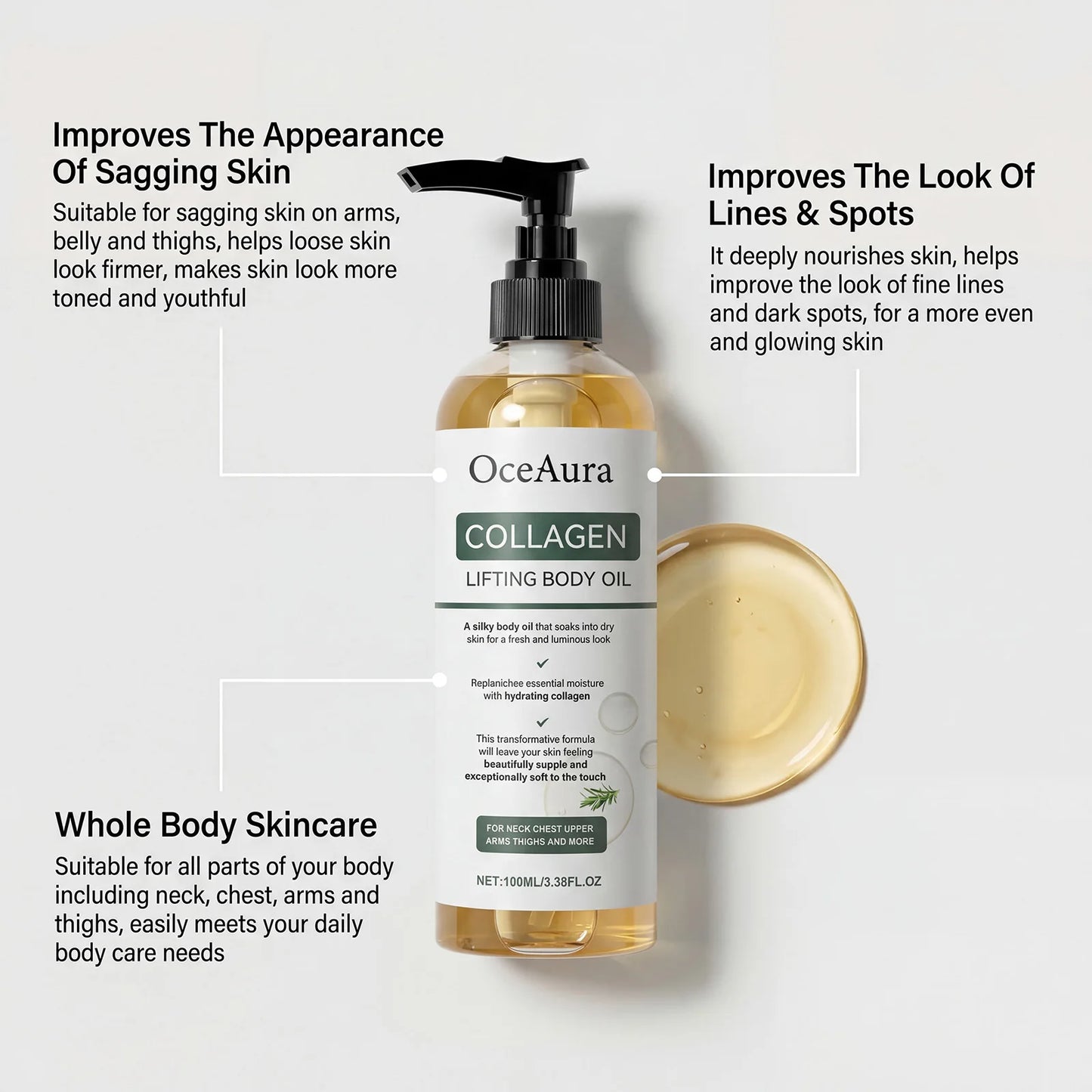 OceAura Collagen Firming Body Oil – Tighten & Hydrate Skin Collagen Body Oil Peaceful Pleasures Health and Wellness