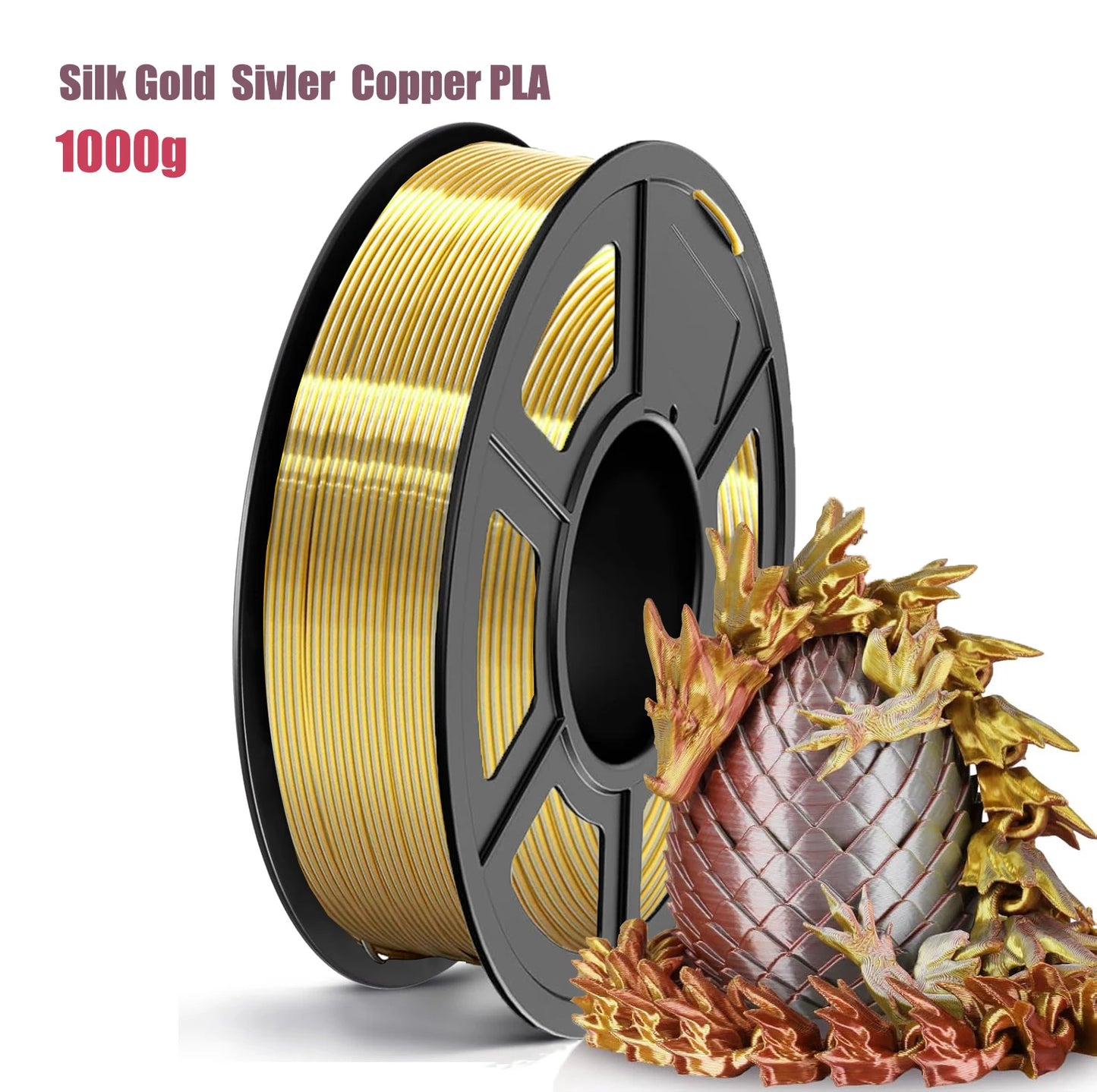 DINGSUN 3D Silk PLA Filament 1.75mm Shiny Clog-Free 0.25kg