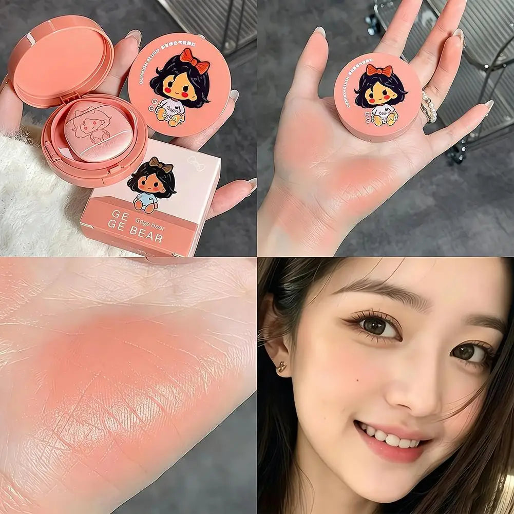 Peach Cushion Blush Natural Pure Pink Orange Hydrating Matte Blush Lasting Moisturizing Face Rouge Disc With Air Cushion Mirror Peaceful Pleasures Health and Wellness