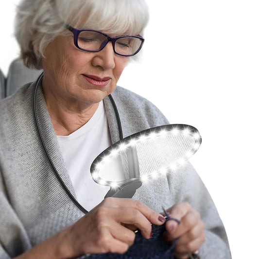 Magnifying Glass with Light for Reading: 5X Hands Free Magnifier for Neck Wear Seniors Sewing Low Vision Elderly Peaceful Pleasures Health and Wellness
