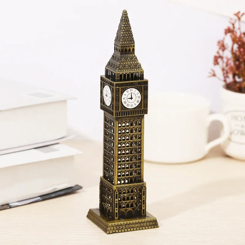 World Renowned Landmark Building Big Ben Model with A Clock Ferris Wheel Home Office Display Window Desktop Decoration Souvenir Peaceful Pleasures Health and Wellness