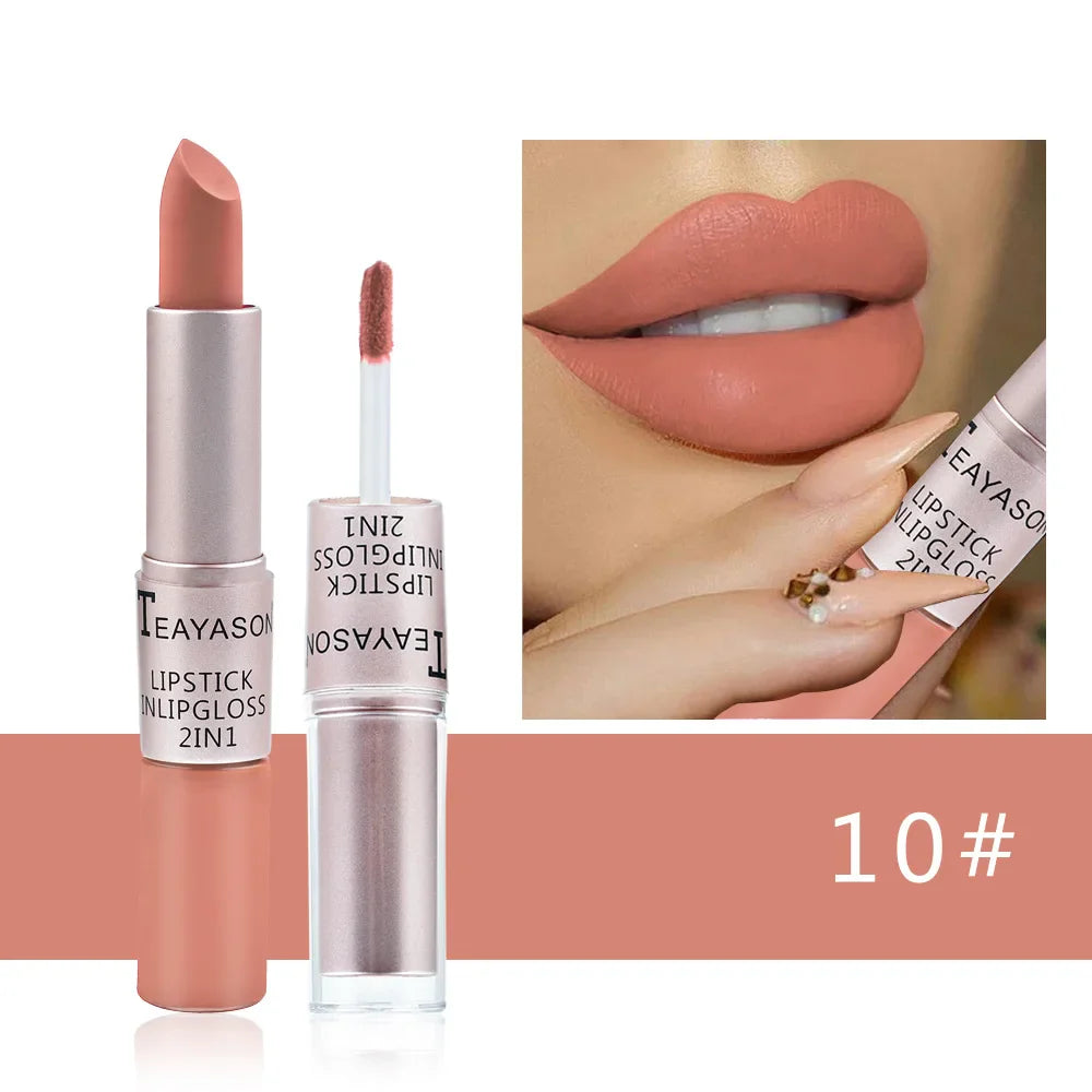 TEAYASON 2-in-1 Matte Liquid Lipstick & Gloss – Waterproof