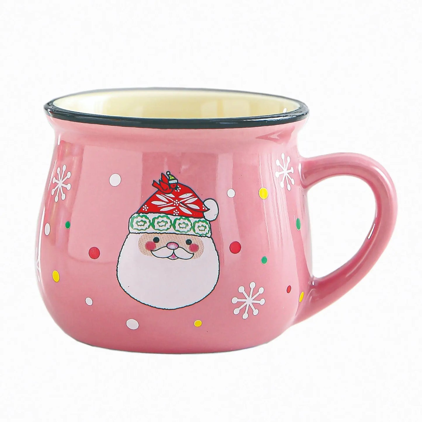 Ceramic Mousse Cup Cartoon Santa Claus Bakery Dessert Mug High-temperature Resistant Coffee Breakfast Cup Children's Water Mug Peaceful Pleasures Health and Wellness 150ml Pink Santa