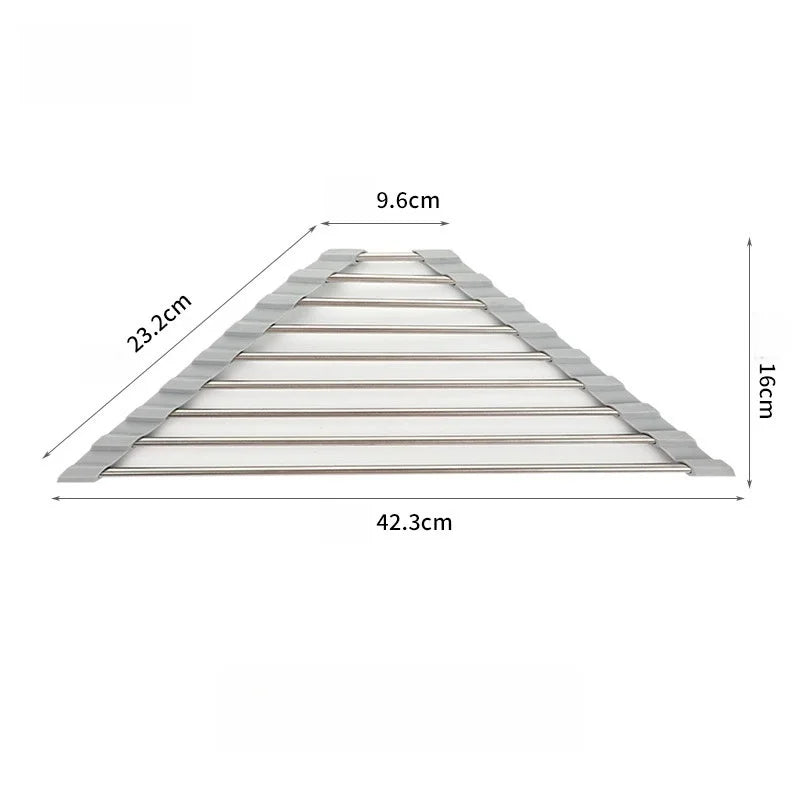 Triangle Roll-Up Dish Drying Rack | Over-Sink Stainless Steel