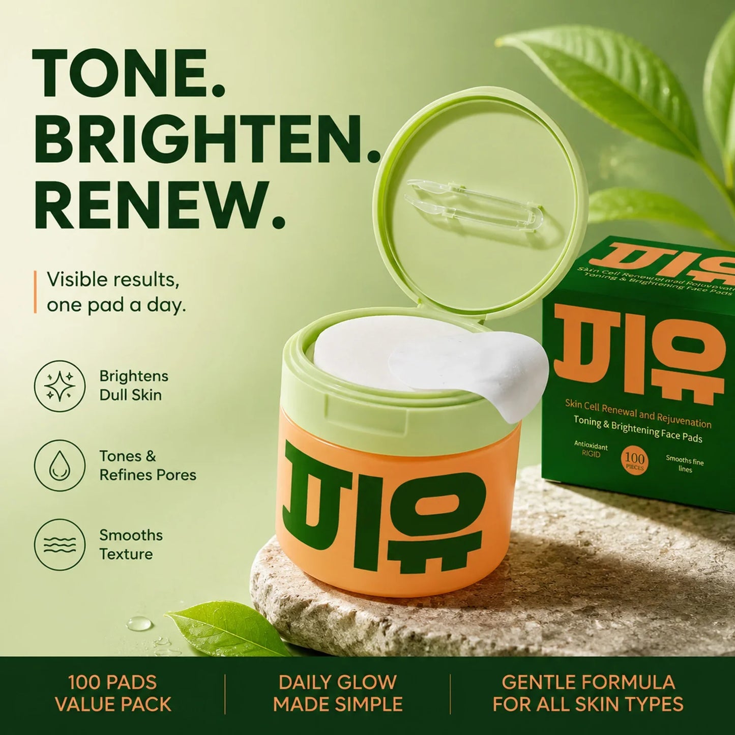 100-Piece Centella Face Pads – Brightening & Hydrating Serum