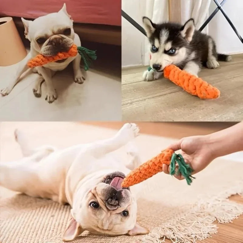 Carrot Cotton Rope Knot Chew Toy for Dogs & Cats