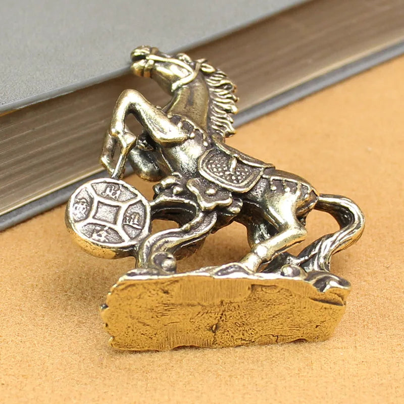 2026 Year of Horse Brass Feng Shui Horse Figurines Miniature Bless Your Career with Success Home Office Desktop Decoration Gift Peaceful Pleasures Health and Wellness