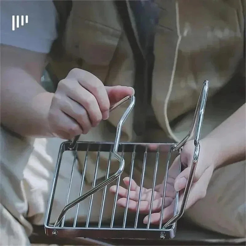 Portable Folding Stainless Steel Camping Stove & BBQ Rack