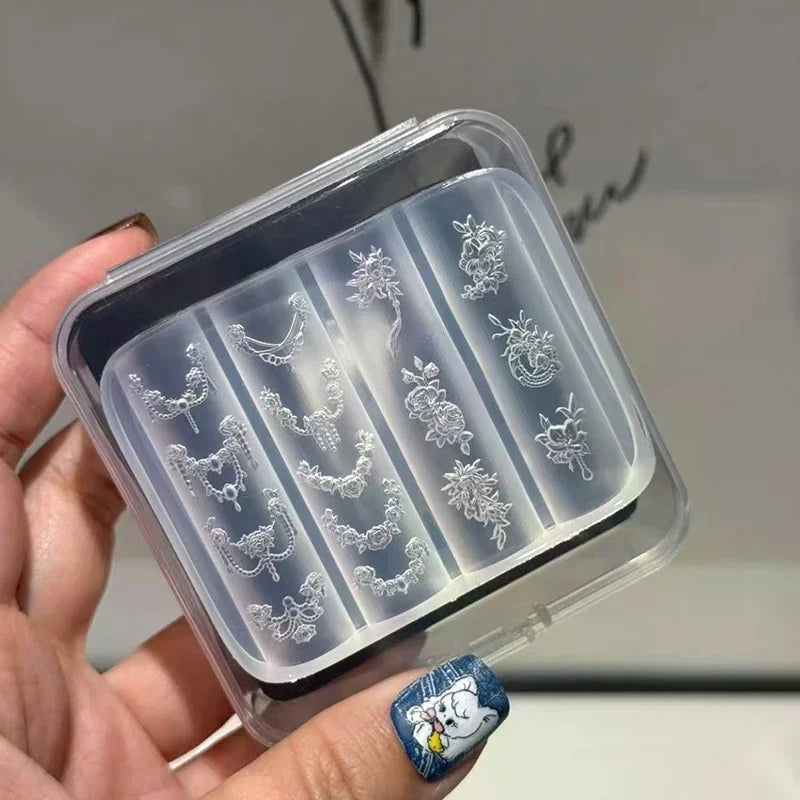Clear Silicone Nail Flower Chains Carving Bow Mold Nail Decorations Nails DIY Design Stereoscopic Stamping Plate Manicure Tools Peaceful Pleasures Health and Wellness