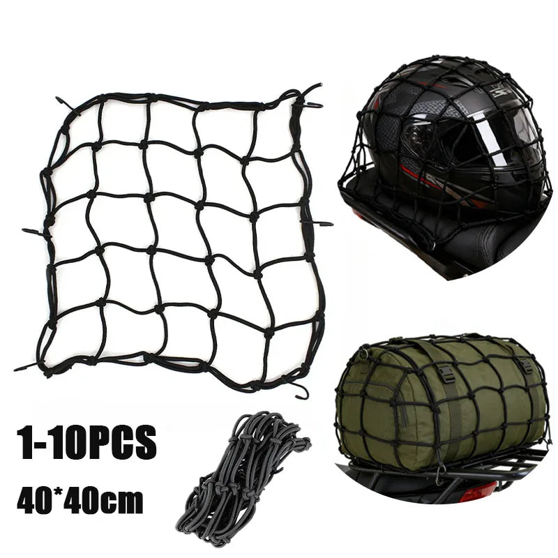 Motorcycle Elastic Cargo Net 40x40cm – Helmet & Luggage Bungee