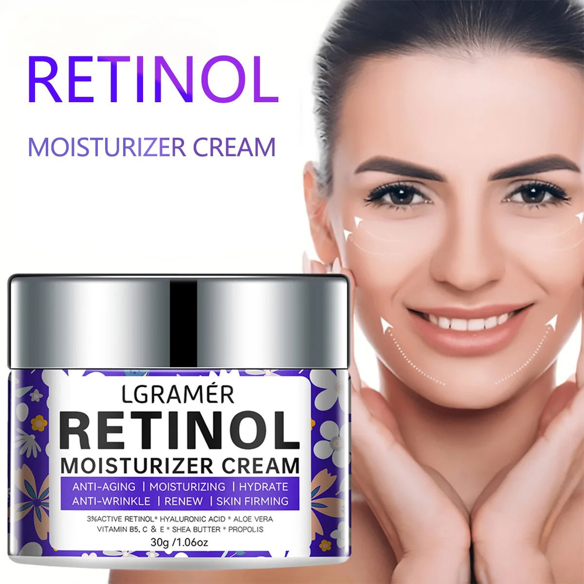 Retinol Moisturizing Face Cream Repairing Nourishing Brightening Skin Younger Facial Lifting Firming Smooth Wrinkles Skin Care Peaceful Pleasures Health and Wellness