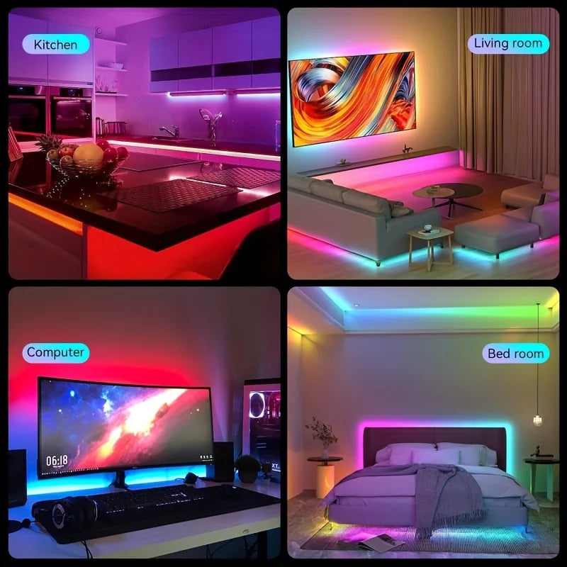 RGB LED Strip Lights 1–20M USB Remote | Room & TV Backlight