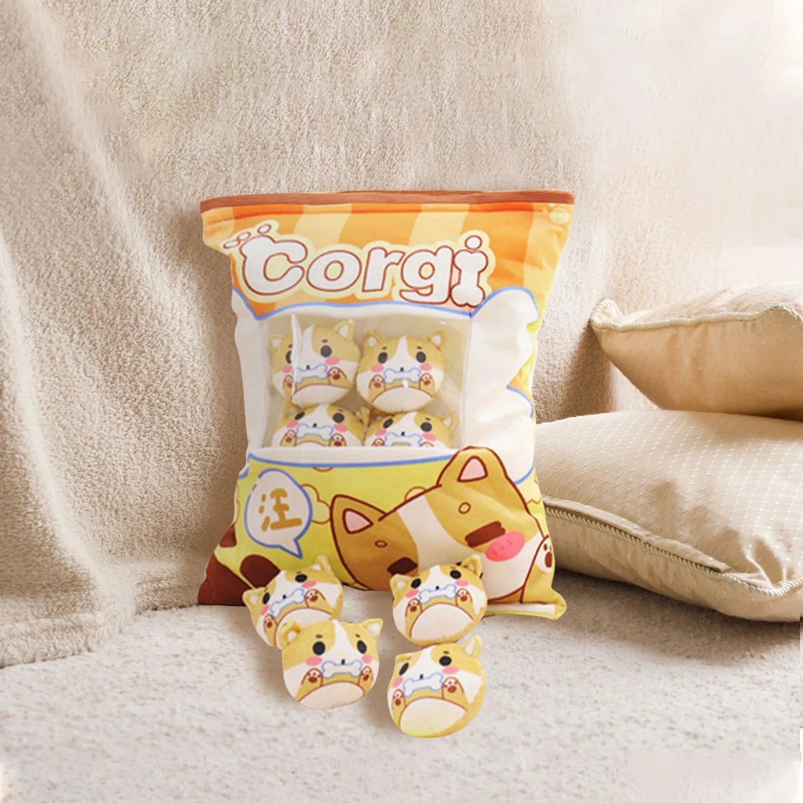 Cartoon A Bag Of Snacks Doll Throw Pillow Internet Celebrity Ins Snack Bag Plush Toy Creative Office Pillow Lovely Holiday Gifts Peaceful Pleasures Health and Wellness