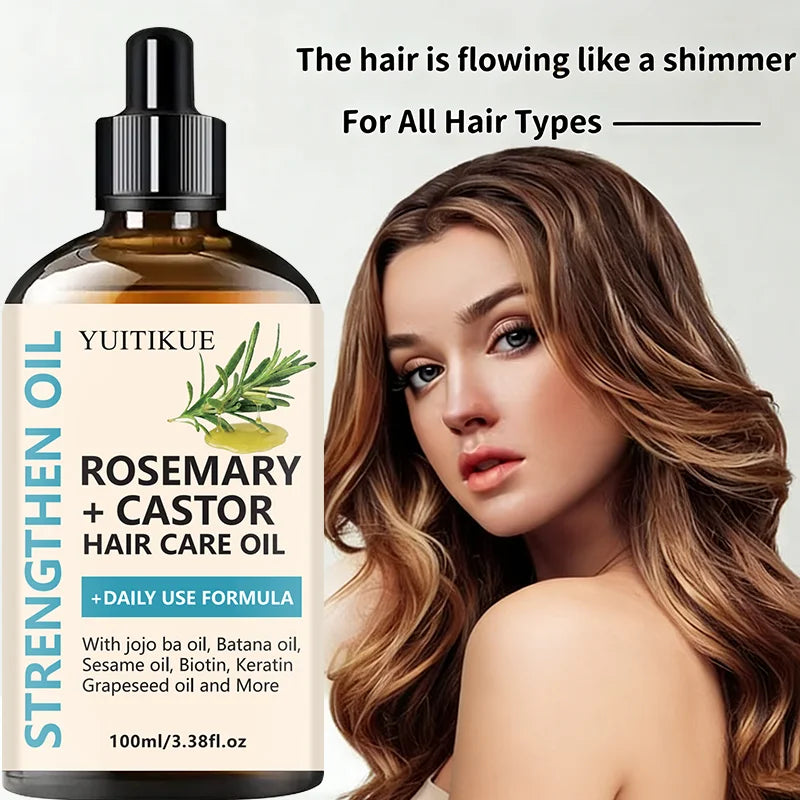 YUITIKUE Rosemary & Castor Strengthening Hair Oil 100ml Strengthening Hair Oil Peaceful Pleasures Health and Wellness