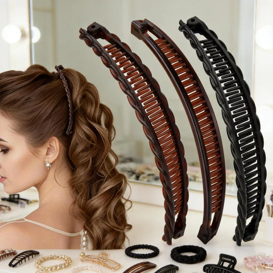 5-Pack of Random Color Banana Clips for Women, Large Size - Vintage Non-Slip Double-Tooth Clips Suitable for Thick, Long, Curly Hair, Stable and Non-Falling & Gentle on Hair, Coffee Color and Black, Vintage Style Women's Larg Peaceful Pleasures Health and Wellness
